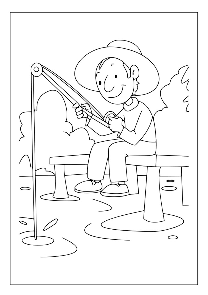 Printable Fishing Coloring Pages for Kids &amp; Adults | 30 Pages | Instant ...