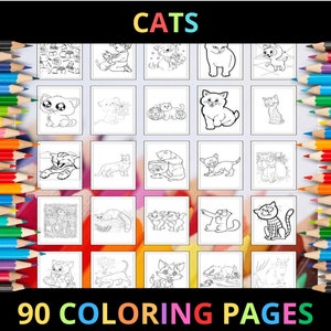 Printable Cats Coloring Pages for Kids and Adults | 90 Pages | Instant Digital Download | PDF | Printable Cute Coloring Sheets Collection