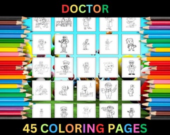 Printable Doctor Coloring Pages for Kids & Adults | 45 Pages | Digital Download | Medical Professional Doctors Coloring Sheets Collection