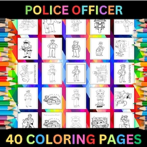 Printable Police Officer Coloring Pages for Kids & Adults | 40 Pages | Digital Download PDF | Printable Police Officers Coloring Sheets