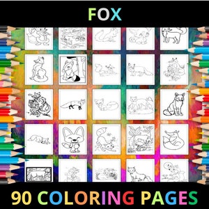 Printable Fox Coloring Pages for Kids and Adults | 90 Pages | Instant Digital Download PDF | Printable Cute Baby Foxes Coloring Sheets