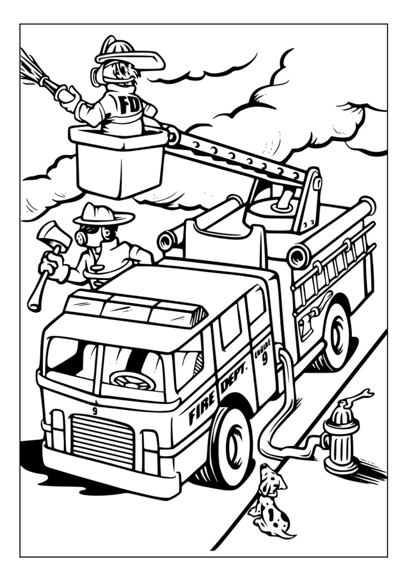 Printable Fire Truck Coloring Pages for Kids and Adults 90 Pages Instant Digital Download PDF