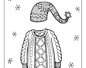 Printable Christmas Sweaters Coloring Pages for Kids Adults 60