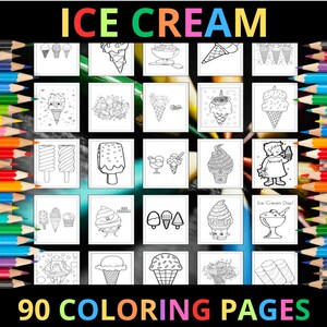 Printable Ice Cream Coloring Pages for Kids and Adults | 90 Pages | Instant Digital Download | PDF | Printable Cute Coloring Sheets