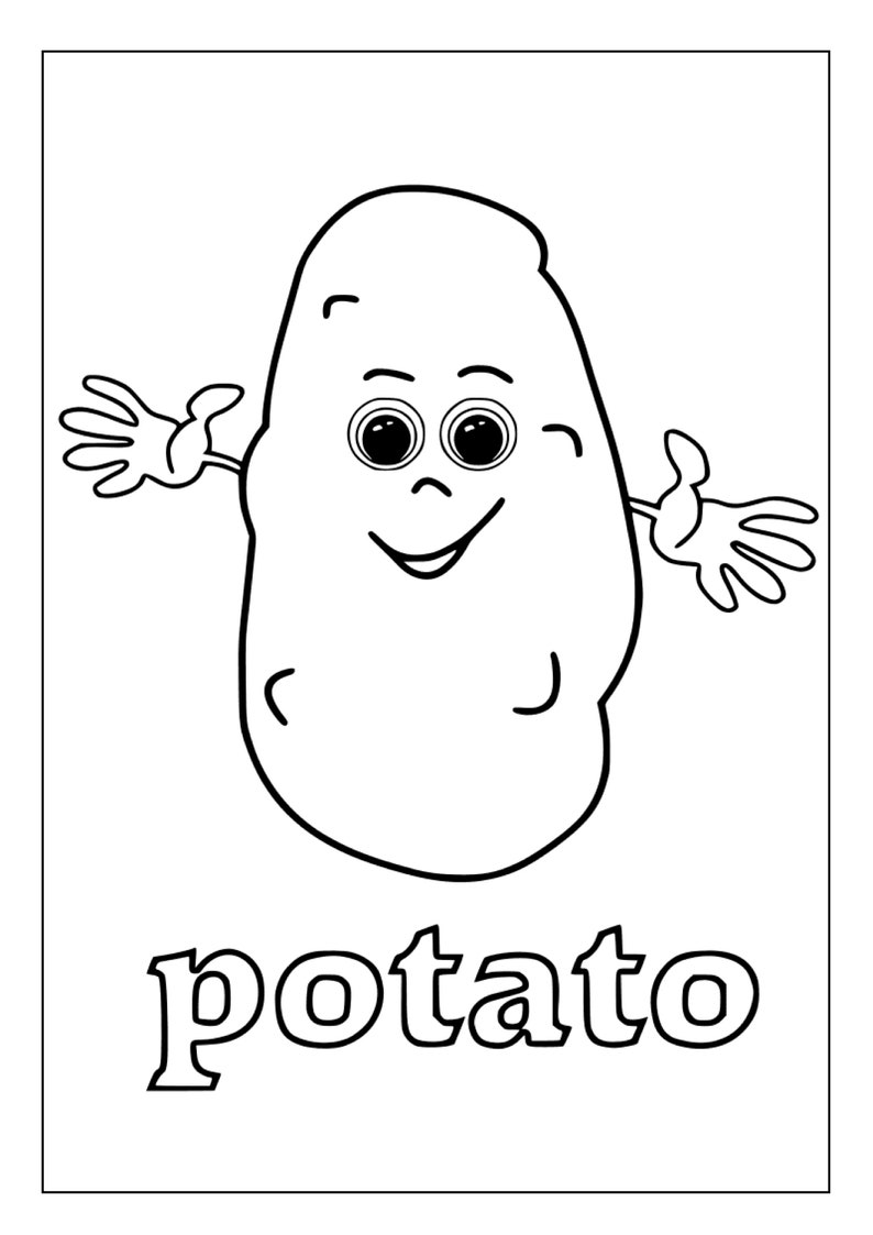 Printable Potato Coloring Pages for Kids & Adults 30 Pages Digital