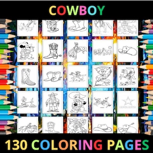 Printable Cowboy Coloring Pages for Kids and Adults | 130 Pages | Instant Digital Download | PDF | Printable Cute Coloring Sheets Collection