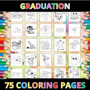 Printable Graduation Coloring Pages for Kids & Adults | 75 Pages | Instant Digital Download PDF | High School Graduation Coloring Sheets