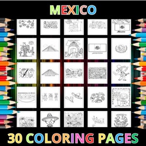Printable Mexico Coloring Pages for Kids & Adults | 30 Pages | Instant Digital Download PDF | Printable Mexican Culture Coloring Sheets