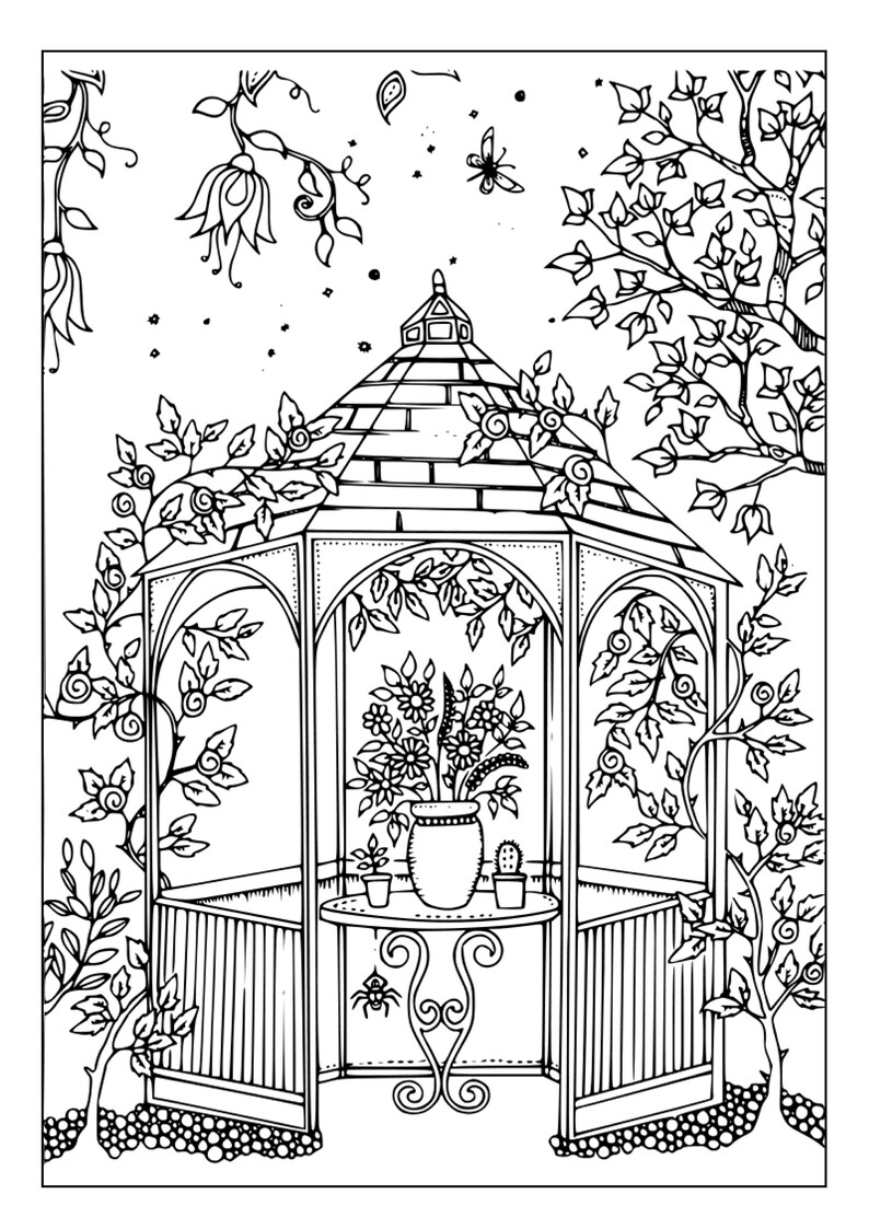Printable Garden Coloring Pages for Kids & Adults | 60 Pages | Instant ...