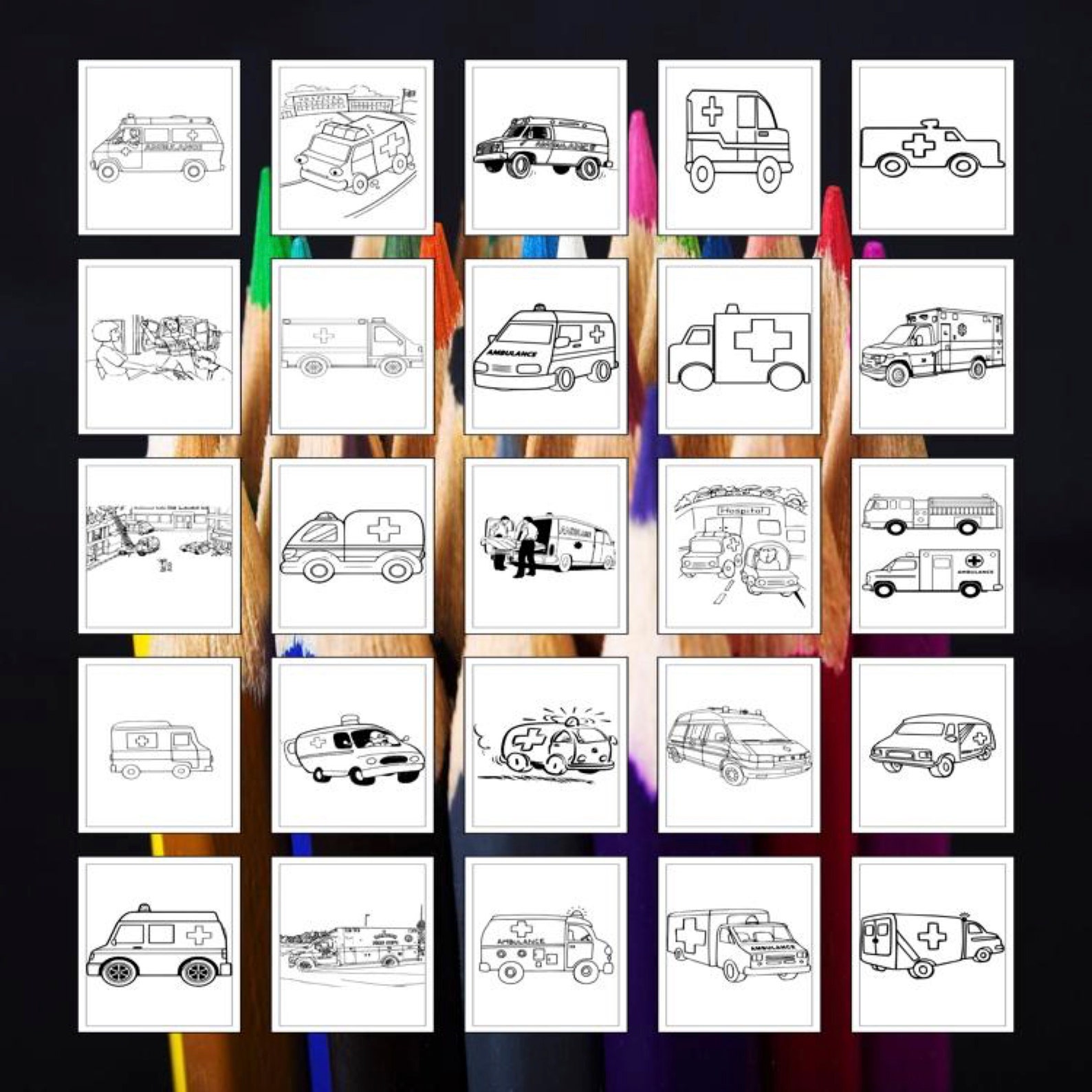 Printable Ambulance Coloring Pages for Kids and Adults 40 Pages