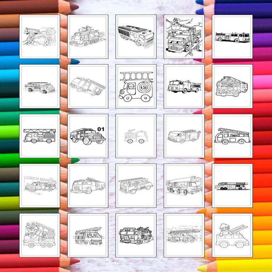 Printable Fire Truck Coloring Pages for Kids and Adults | 90 Pages