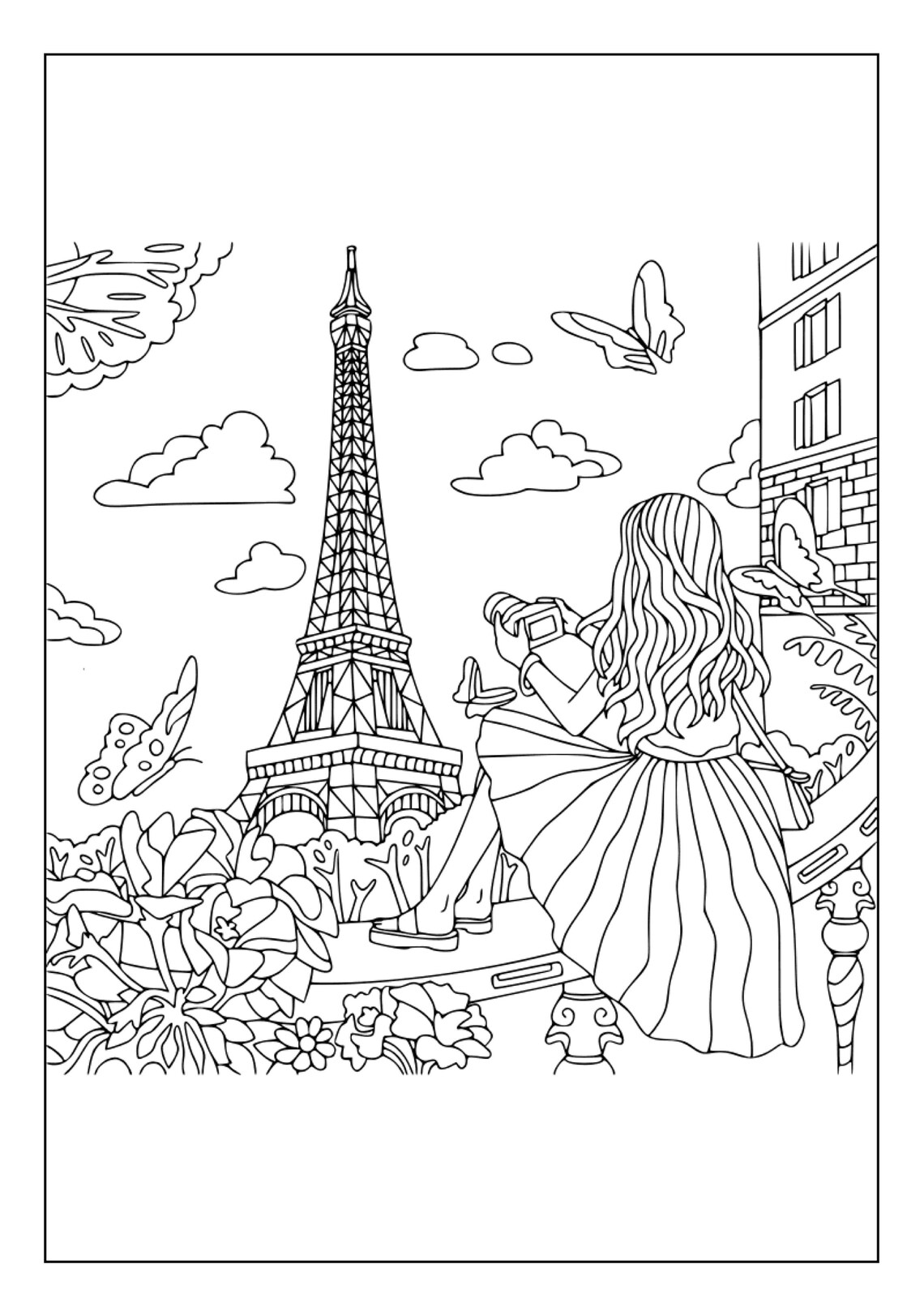 Printable Eiffel Tower Coloring Pages for Kids and Adults | 60 Pages ...