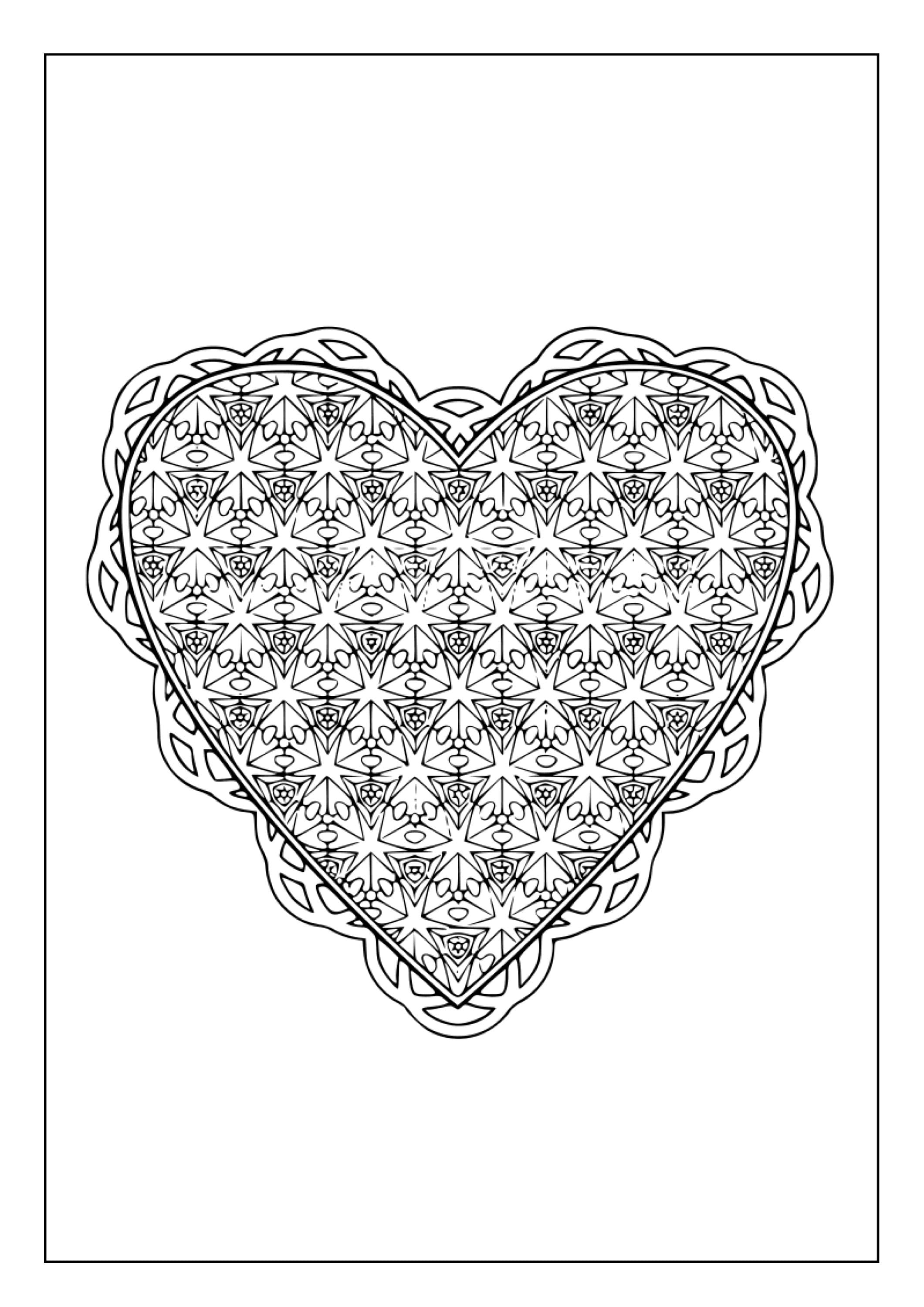 Printable Valentine Hearts Coloring Pages For Kids Adults 45 Pages Digital Download PDF