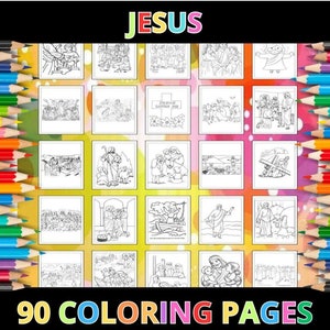 Printable Jesus Coloring Pages for Kids & Adults | 90 Pages | Instant Digital Download PDF | Printable Jesus Christ Coloring Sheets