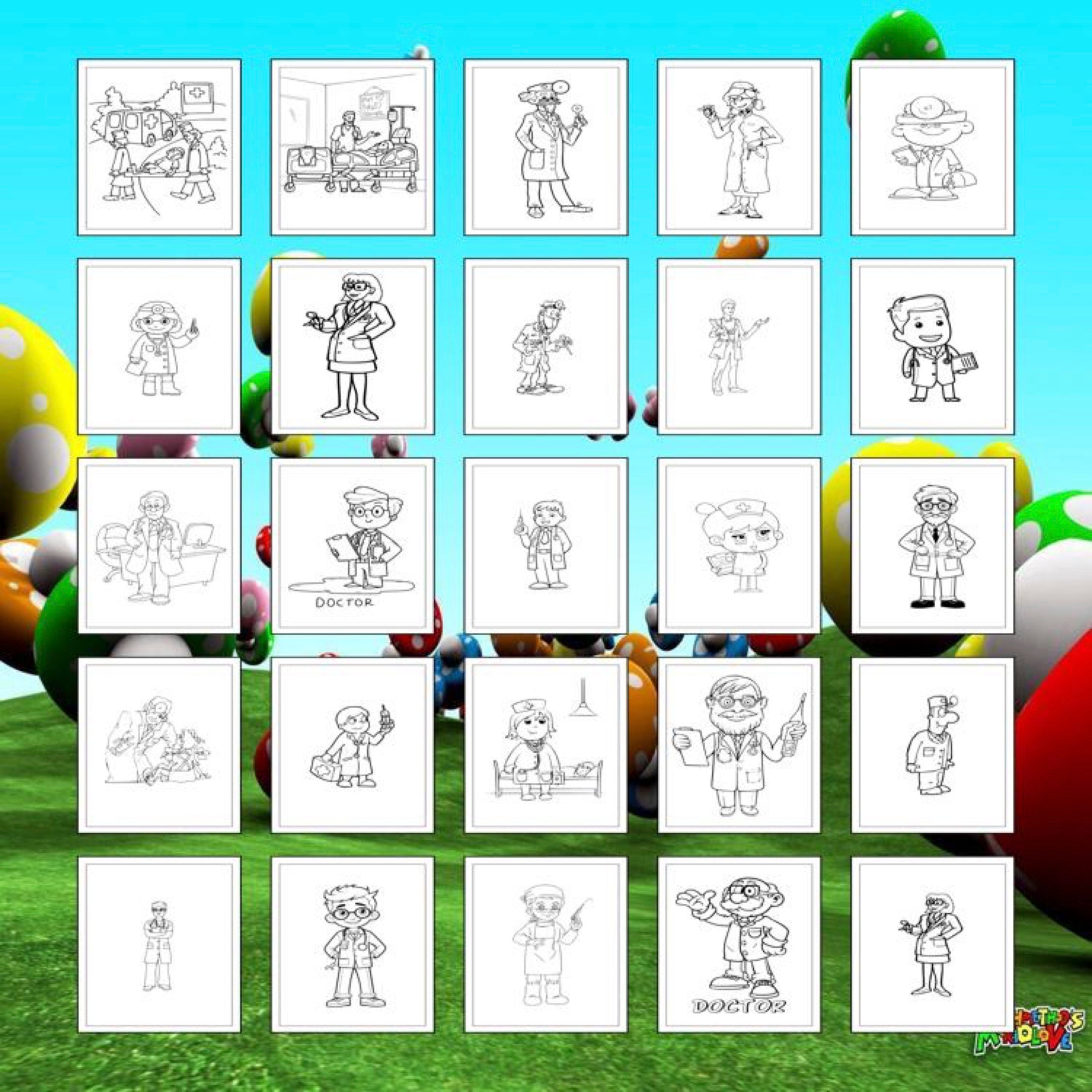 Printable Doctor Coloring Pages for Kids & Adults 45 Pages Digital