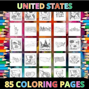 Printable United States Coloring Pages for Kids and Adults |85 Pages | Instant Digital Download PDF | Printable Cute America Coloring Sheets