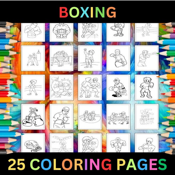 Printable Boxing Coloring Pages for Kids & Adults | 25 Pages | Instant Digital Download PDF | Martial Arts Sports Coloring Sheets Collection