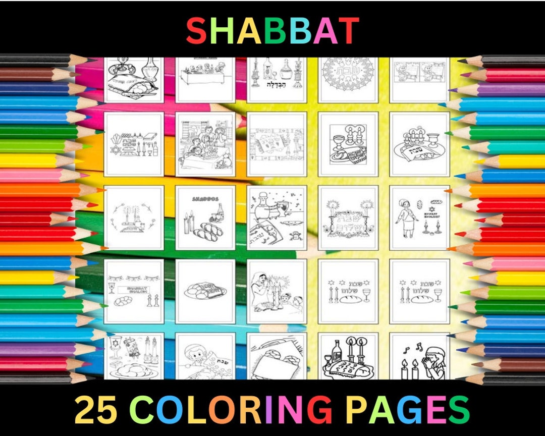 Printable Shabbat Coloring Pages for Kids & Adults 25 Pages Instant