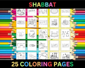 Printable Shabbat Coloring Pages for Kids & Adults | 25 Pages | Instant Digital Download PDF | Jewish Sabbath Coloring Sheets Collection