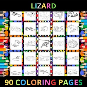 Printable Lizard Coloring Pages for Kids and Adults | 90 Pages | Instant Digital Download PDF | Printable Cute Baby Lizards Coloring Sheets