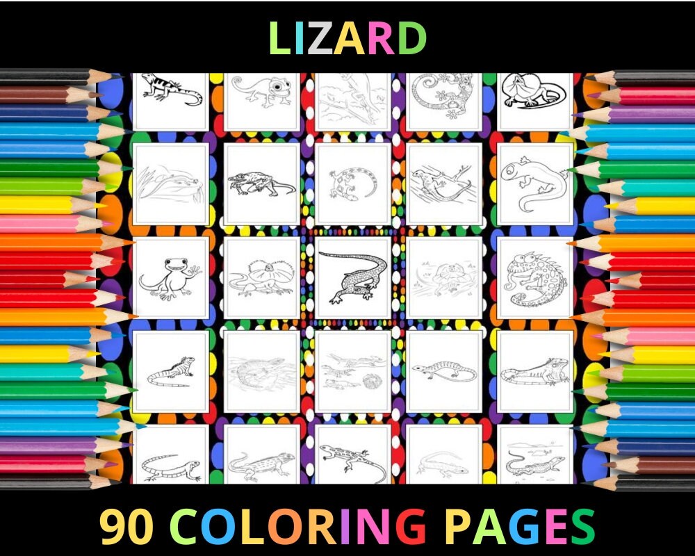 Printable Lizard Coloring Pages for Kids and Adults | 90 Pages | Instant Digital Download PDF ...