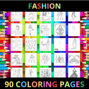 Printable Fashion Coloring Pages for Kids and Adults | 90 Pages | Instant Digital Download | PDF | Printable Cute Coloring Sheets Collection