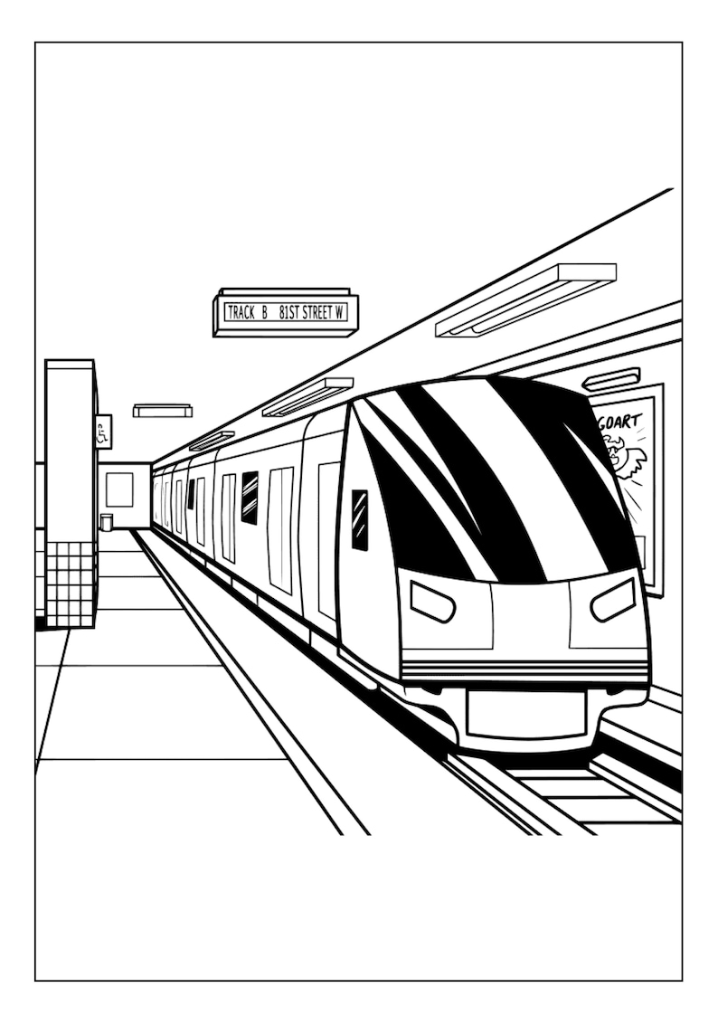Printable Train Coloring Pages for Kids and Adults 90 Pages Instant
