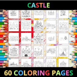 Printable Castle Coloring Pages for Kids and Adults | 60 Pages | Instant Digital Download | PDF | Printable Cute Coloring Sheets Collection