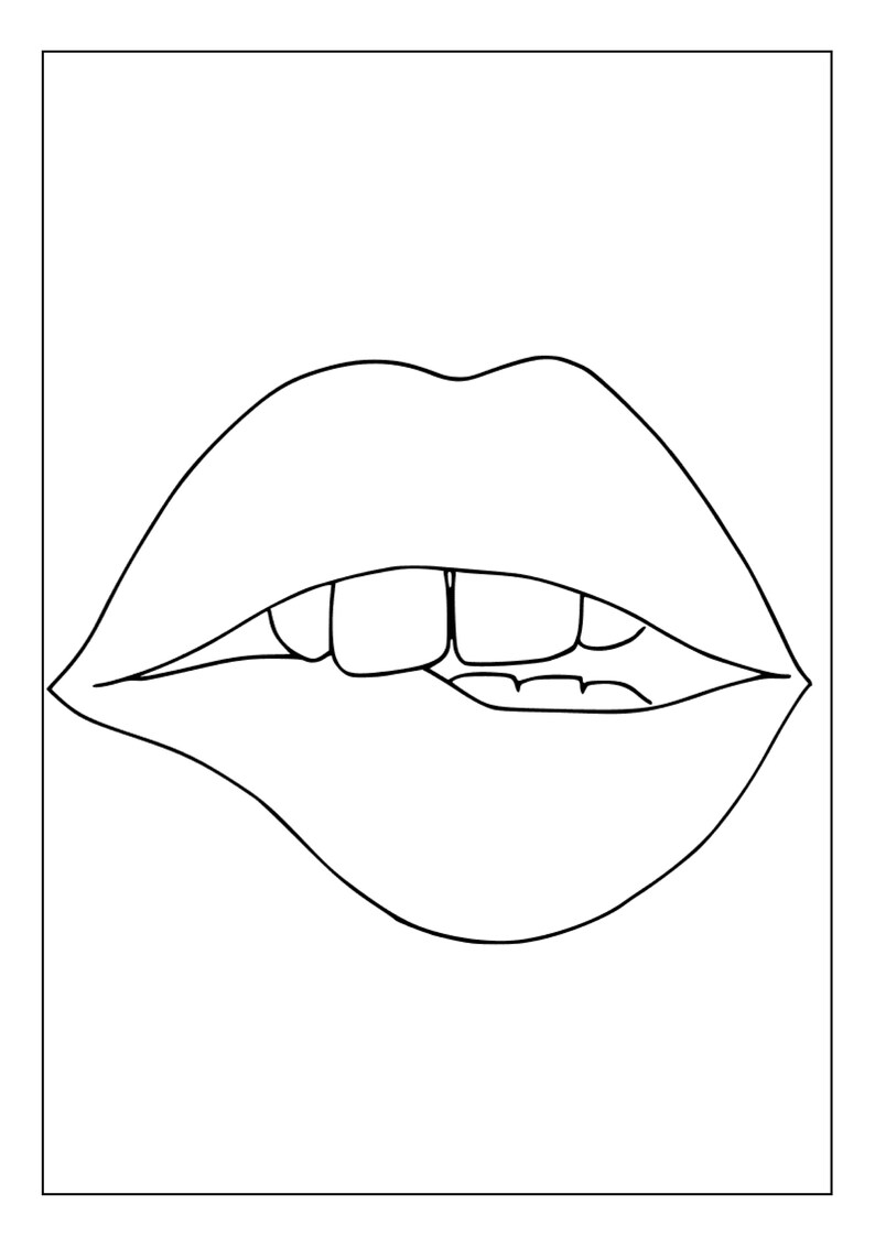 Printable Lips Coloring Pages for Kids and Adults 30 Pages Instant ...