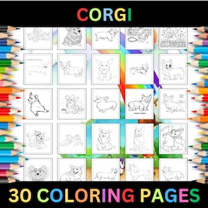 Printable Corgi Coloring Pages for Kids & Adults | 30 Pages | Instant Digital Download PDF | Cute Fun Corgis Dog Coloring Sheets Collection