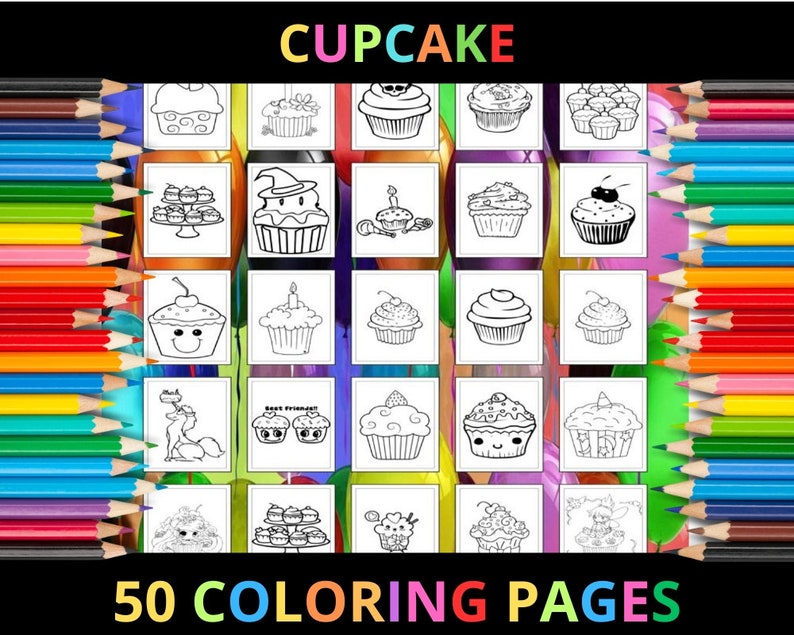 Printable Cupcake Coloring Pages for Kids and Adults | 50 Pages