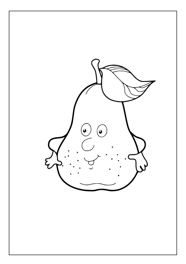 Printable Pear Coloring Pages for Kids & Adults | 35 Pages | Digital ...