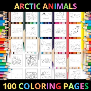 Printable Arctic Animals Coloring Pages for Kids and Adults |100 Pages | Instant Digital Download PDF | Arctic Polar Animal Coloring Sheets