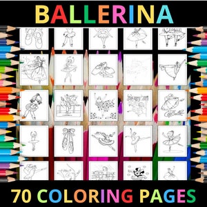 Printable Ballerina Coloring Pages for Kids and Adults | 70 Pages | Instant Digital Download | PDF | Printable Coloring Sheets Collection