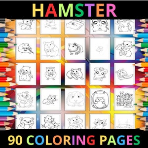 Printable Hamster Coloring Pages for Kids and Adults | 90 Pages | Instant Digital Download | PDF | Printable Cute Coloring Sheets Collection