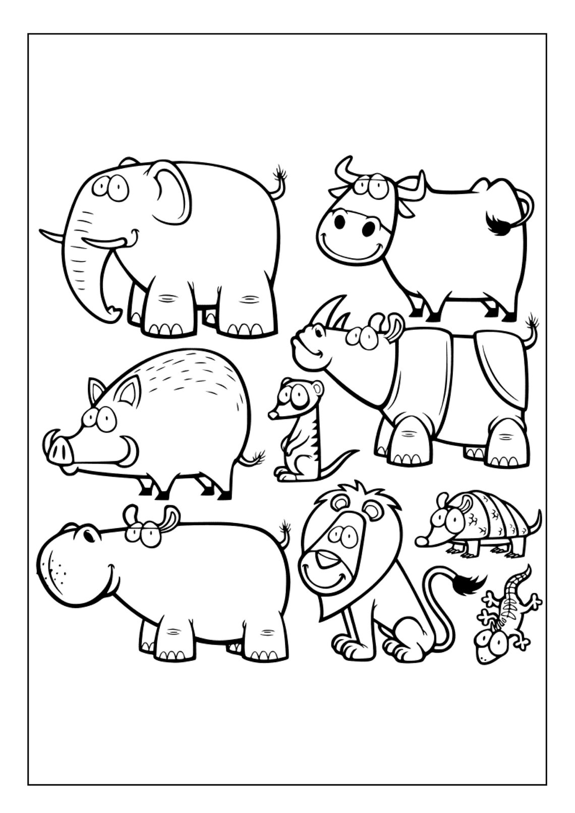 Printable Wild Animals Coloring Pages for Kids and Adults 60 Pages ...