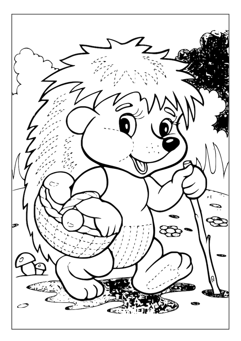 Printable Hedgehogs Coloring Pages for Kids and Adults 90 Pages Instant