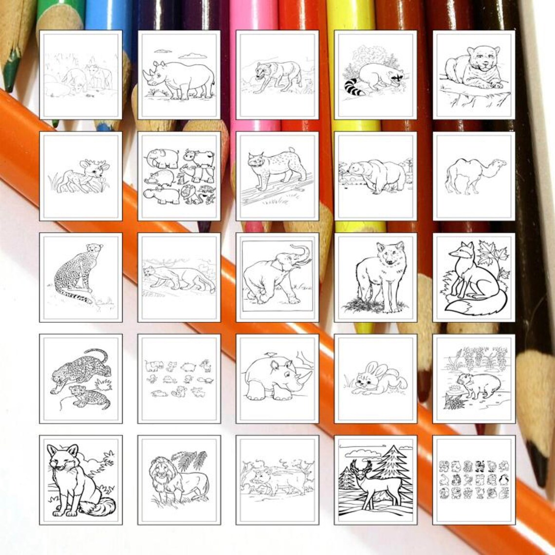 Printable Wild Animals Coloring Pages for Kids and Adults | 60 Pages ...