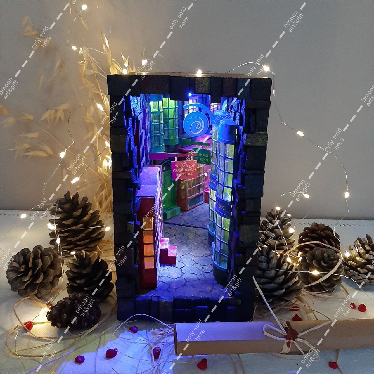 Potter Book Nook Potter Diagon Magic Alley Handmade Book Nook Bookcase