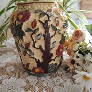 陶器花瓶希少なヴィンテージ H J Wood インディアンツリーデザイン 手描き