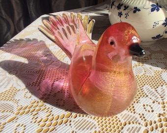 Murano Formia rosa und gold Taube Vogel