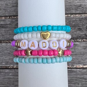 Personalized Name Custom Beaded Bracelets, Name Bracelet, Glass Beads Bracelet, Personalized Jewelry, Customized, Gift for Her