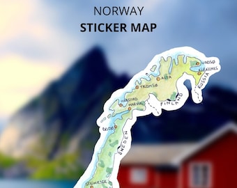 Map of Norway Sticker | Watercolor map | Painting Norway | Vinyl Glossy Sticker | 3" / 4" / 5.5"