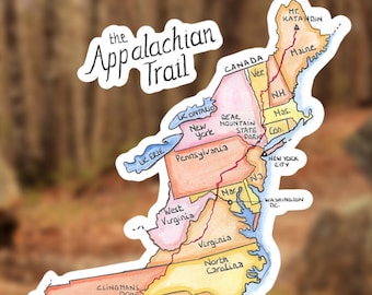 Sticker Appalachian Trail-kaart: aquarelvinylsticker