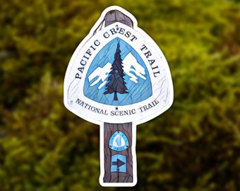 Autocollant Pacific Crest Trail | Signe PCT | Illustration en mosaïque | | de cadeaux PCT Autocollant en vinyle brillant | 3" / 4" / 5.5"