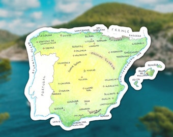 Hand-Drawn Map of Spain Sticker | Glossy Vinyl Decal