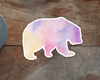 Watercolor Bear Vinyl Sticker | Dreamy Pastel Art, Hiking Gift