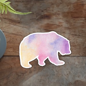 Dromerige Beer Sticker | Wandelaar Cadeau | Aquarel beer | Waterfles Sticker | Berenillustratie | Vinyl Glossy Sticker 3" 4" of 5.5"