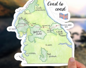 Coast to Coast England Map Sticker | Lake District Souvenir