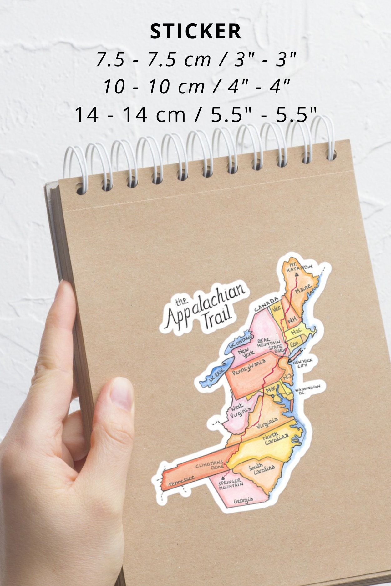 Trail Map Sticker Appalachian Trail Map Sticker: Watercolor Vinyl Decal - Etsy